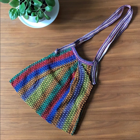 Vintage Multicolour Woven Nylon Market Bag/Satchel